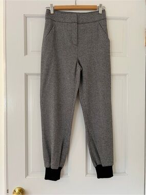 Veronica Beard Frazier Herringbone Wool Silk Blend Jogger Pants 0